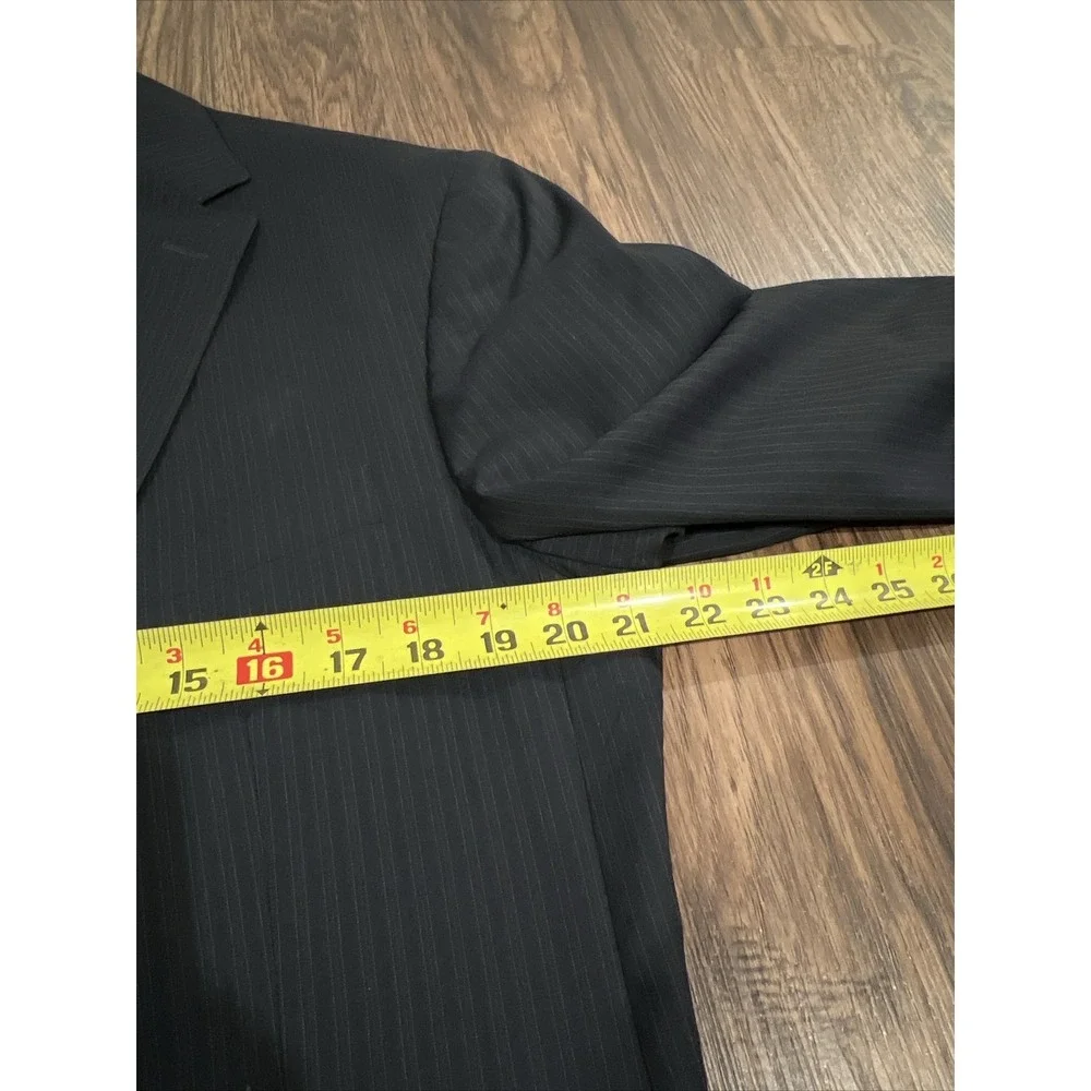 Z Zegna 100% Wool Two Button Blazer Size 54L In Pinstripe Gray